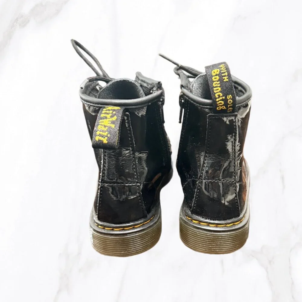 Dr. Martens Toddler Black Patent Leather Zip‎ Up Boots, Size 10